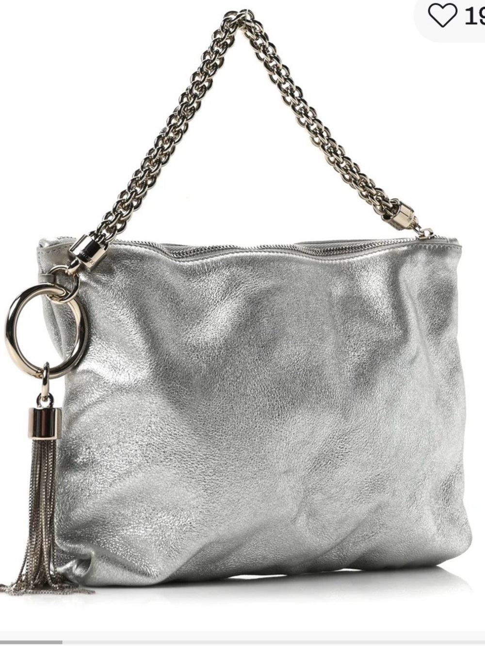 Jimmy Choo Metallic Silver Tassel Clutch